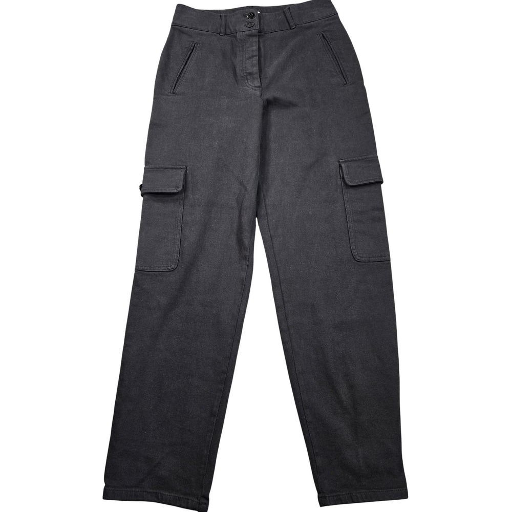 Wilfred Free Pants Womens 8 Gray Cargo Straight Leg Button Fly Twill Stretch